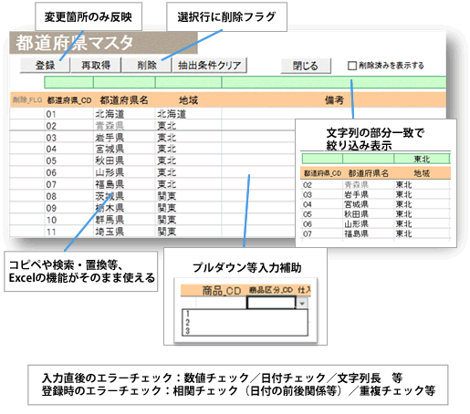 事例：ExcelシートでDBマスタメンテナンス機能